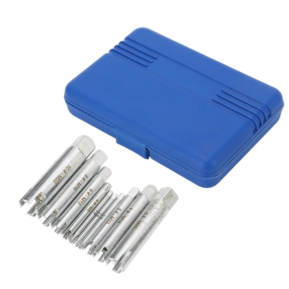 YAHHU 10-Piece Screw Tap Extractor Set, Quenched Alloy Steel Broken Screw Removal Tool, Damaged Bolt Extractor Kit with Storage Box, M4-M22 Sizes (8.66 inches / 22.0 cm Length)