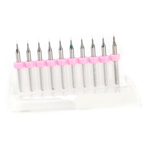 YAHHU 10-Piece Tungsten Carbide Micro Drill Bit Set, 0.1 mm Print Circuit Board CNC Engraving Bits for Jewelry Making & Woodworking