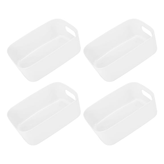 YAHHU 10 Pieces Cupboard Box Mini Organizer Bins with Side Handles, Modern Versatile Plastic Storage Baskets for Home Office Kitchen Countertop, White Small 8.1 x 5.5 inches / 20.5 x 14 cm