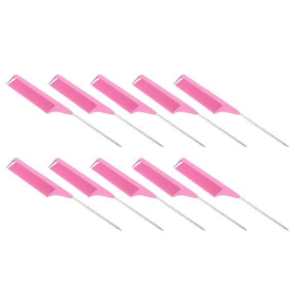 YAHHU 10 Pieces Rat Tail Combs with Fine Teeth Anti-Static Smoothing Handle Pointed Hair Parting Combs for Styling Coloring Detangling and Sectioning Hair 13.78 inches / 35.00 cm