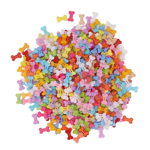YAHHU 1000Pcs Dog Bone Buttons Assorted Vivid Colors Two Holes Durable Plastic Craft Fasteners for DIY Sewing Knitting Scrapbooking and Decoration Projects 0.79 inches / 2 cm