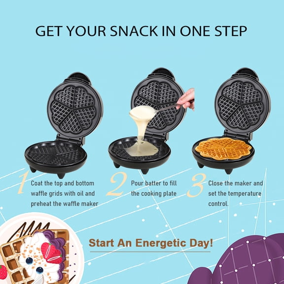 YAHHU 1000W Electric Heart-Shaped Waffle Maker, Non-Stick Triangle Waffler Griddle Iron with Adjustable Browning Control, 110V American Standard Pancake Maker for Breakfast, Stainless Steel