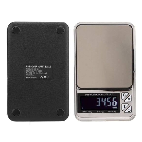 YAHHU 1000g/0.01g Digital Pocket Kitchen Scale, USB Rechargeable Jewelry Flat Weighing Scale with Built-In 200mAh Battery, Portable Electronic Food & Coffee Scale (5.5 inches / 14 cm, Black)