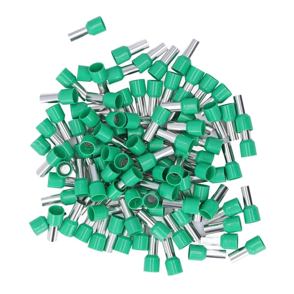 YAHHU 100Pcs Insulated Round Tube Terminal Crimp End Connector E16-12 for AWG 6 Electrical Wire, Heavy Duty Copper PVC Ferrule Terminals Kit, Green, High Conductivity Interconnect Terminal (5.9 in)