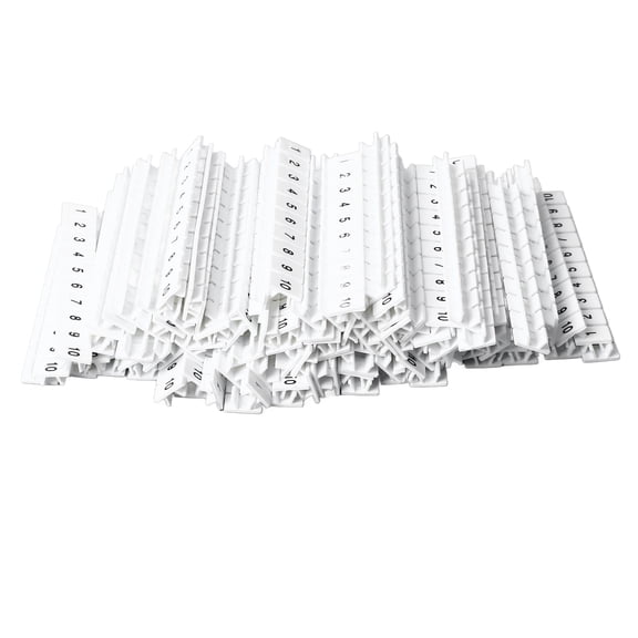 YAHHU 100Pcs Terminal Marker Strip Block Labels Marking Tags Mark Bar Heat Resistant Nylon Blank Digital Identification Plate ZB8 1-10 For UK6N Terminal Blocks Press-In Installation (16cm/6.30in)