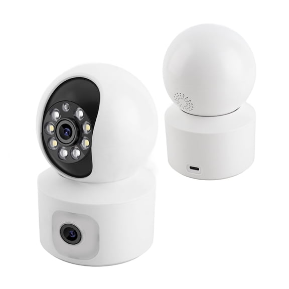 YAHHU 1080P Wireless Security Camera Dual Lens Pan Tilt WiFi Baby Monitor with 360° Motion Tracking Night Vision 2-Way Audio BT Compatible for Home Surveillance EU Plug