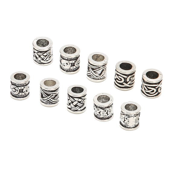 YAHHU 10PCS Viking Beard Beads Alloy Antique Norse Dreadlock Beads for Beard Hair DIY Bracelet Necklace Crafting Accessory Retro Runic Spacer Beads 1.97 inches / 5.0 cm