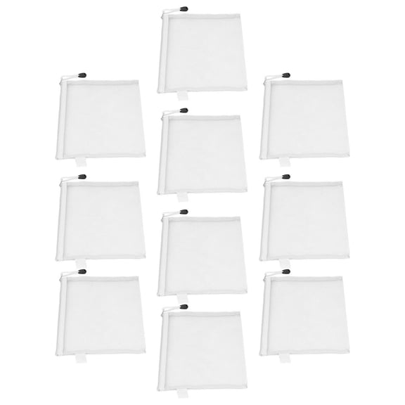 YAHHU 10PCS Zipper Documents Pouch Waterproof Tear Resistant A5 Paper Size Document Organizer Bag, White File Folders Mesh Zip Pouch for Office Work