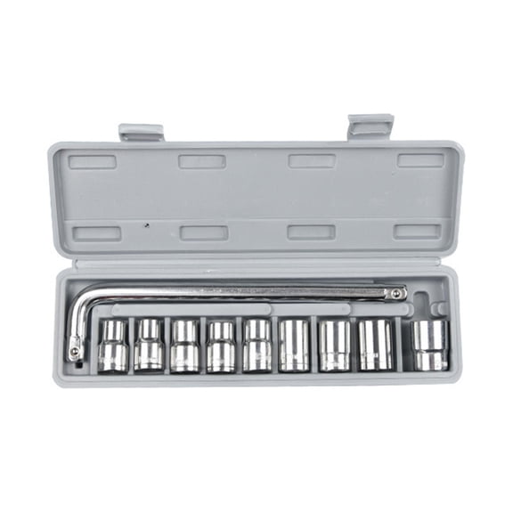 YAHHU 10Pcs 1/2 inch Drive Deep Wrench Socket Set, 8-21mm Metric Auto Repair Mechanical Tool Kit with Extension Bar and Storage Box