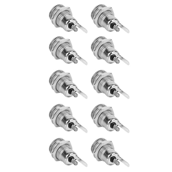 YAHHU 10Pcs DC Power Supply Female Jack Socket with Threaded Metal Panel Mount Connector, DC099 Model, 5.5x2.1mm (0.22x0.08 inches) Interface, 5A 30V High Current Capability for Industrial Use