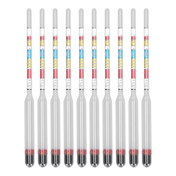 YAHHU 10Pcs Home Brewing Beer Hydrometer Triple Scale Wine Making Meter for ABV Brix Gravity Test, Glass Hydrometer Kit with Storage Tube for Brewing Wine Beer Mead Cider, 12.6 inches / 32.0 cm
