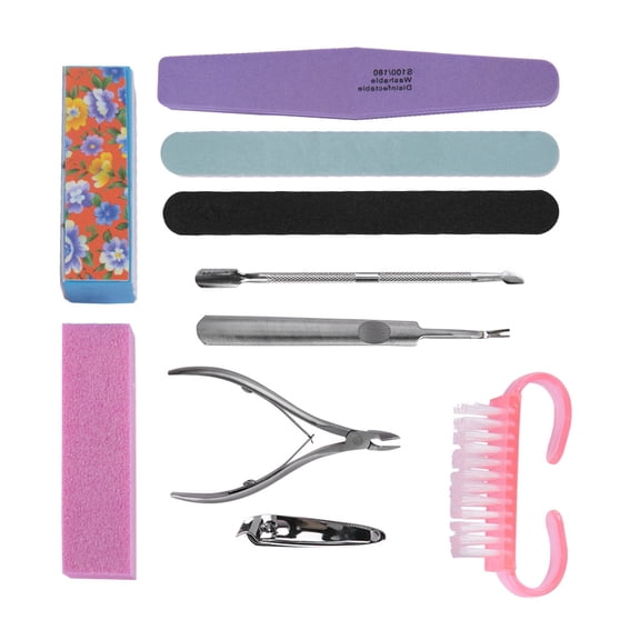 YAHHU 10Pcs Professional Nail Art Manicure Pedicure Tool Set, Nail Sanding Sponge Files Buffer Polish Kit for Natural and Artificial Nails, Multicolor (10 pieces, 8.26 in / 21 cm)