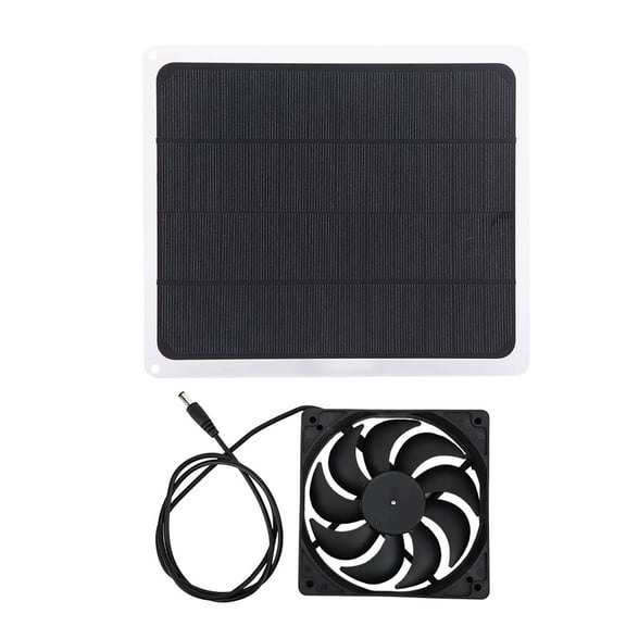 YAHHU 10W 12V Monocrystalline Solar Panel Kit with Exhaust Fan and USB Output for Pet House Greenhouse RV Outdoor Use (8.5 x 7.3 inches / 21.5 x 18.5 cm)