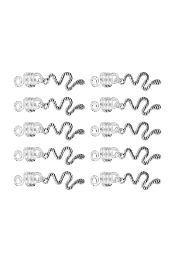 10pcs Alloy Beard Coil Snake Shaped Pendant, DIY Dreadlocks Spiral Hair Coils Spring Accessories for Men and Women, Silver
