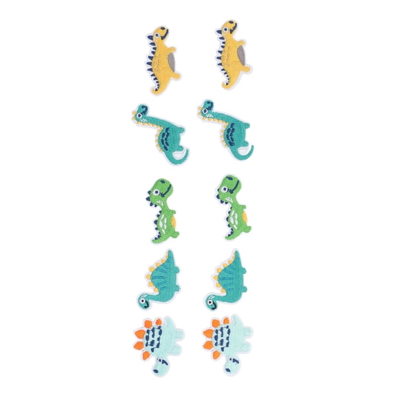 YAHHU 10pcs Dinosaur Patches Colorful DIY Clothing Small Dinosaur Shape Embroidery Iron On Appliques for Dress Hat Jean Backpack Kids Crafting Repair (2.75 inches / 7 cm)