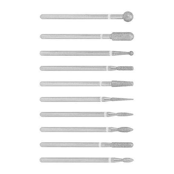 YAHHU 10pcs Professional Emery Nail Drill Bits Set Home Salon Novice Cuticle Remover Bits Nail Art Tool, White (4.33 inches / 11.00 cm)
