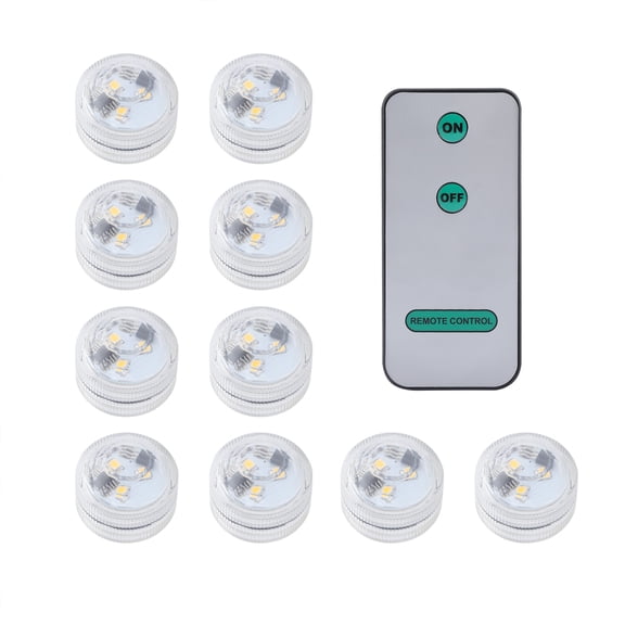 YAHHU 10pcs Submersible LED Tealight Candles Waterproof Flameless Remote Controlled Battery Operated Candle Light for Wedding Party (Warm White, 1.18 inches / 3 cm)