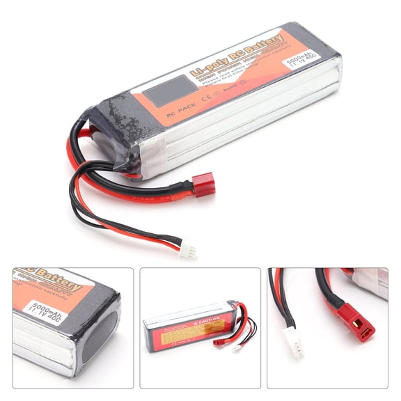 YAHHU 11.1V 5000mAh 3S 40C Lipo Battery Pack with T Plug High Performance RC Replacement Battery for RC Car Boat Helicopter Drones, 5.2x1.7x1.0 inches
