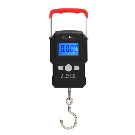 YAHHU 110lb/50kg Portable Digital Hanging Fish Scale with Backlit LCD Display, Heavy Duty Fishing Hook Scale for Travel and Outdoors, Double Accuracy Mini Weighing Tool, Black
