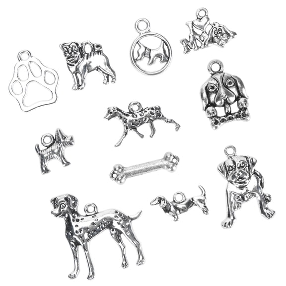 YAHHU 11pcs Dog Bone Jewelry Pendants Antique Silver Alloy Craft Supplies DIY Necklace Bracelet Making Accessories For Beginners Earring Repair Kit (3.15 inches / 8 cm)
