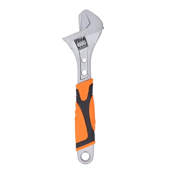 YAHHU 12" Adjustable Wrench HighCarbon Steel, Hex & Star Opening, ABS NonSlip Handle, Flexible Roller, RustProof Electroplating