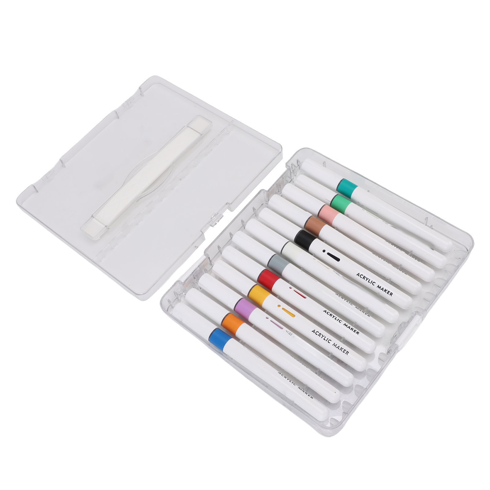 YAHHU 12 Colors Acrylic Paint Pen Set Direct Liquid Tip Art Markers for Rock Glass Wood Ceramic Canvas Crafting Projects White Rod Durable Assorted Multicolor