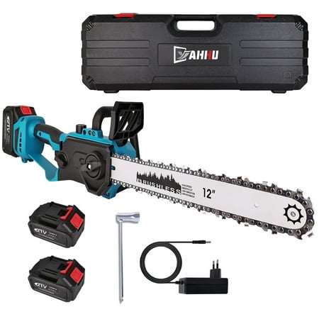 YAHHU 12 Inch Cordless Chainsaw with Oiler System, 21V Electric Handheld Chainsaw for Tree Trimming, Wood Cutting, Outdoor Yard Work