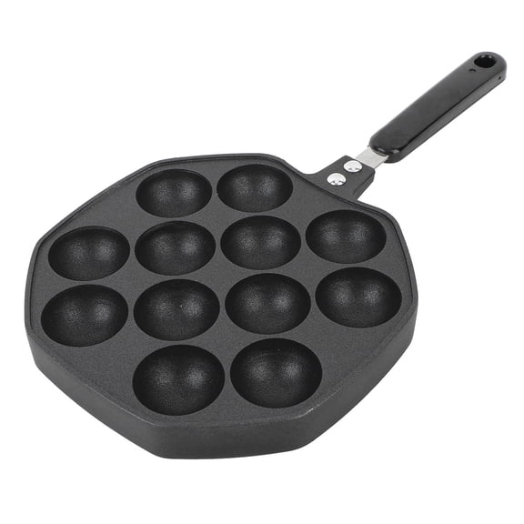 YAHHU 12Mold Takoyaki Pan Compact Aluminum Alloy NonStick Grill for Octopus Balls, Uniform Heating, Easy Clean