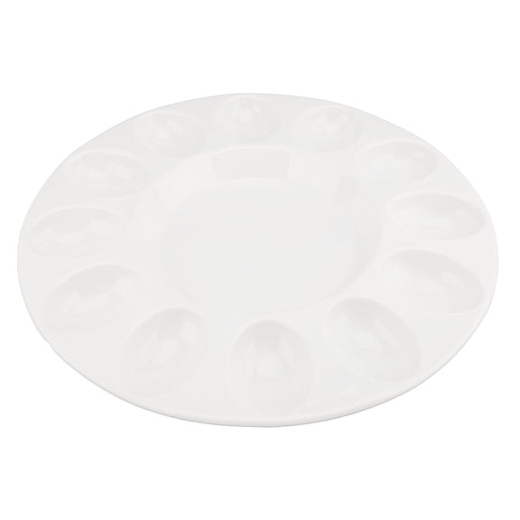 YAHHU 12Piece Ceramic Deviled Egg Platter  HeatResistant, Dishwasher Safe Tray for BBQs, Parties & Fridge Display