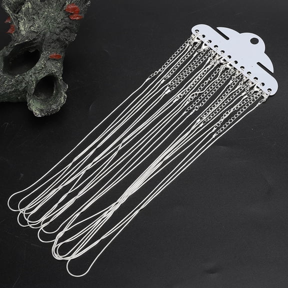 YAHHU 12 Pieces 1.2mm Silver Plated Snake Chain Necklace with Extended Tail Chain for DIY Jewelry Making Accessory Craft Projects, 15.7 inches / 40 cm