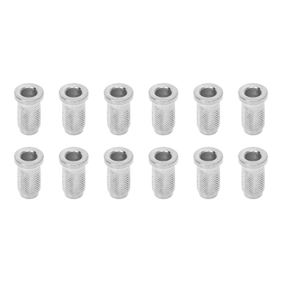 YAHHU 12 Pieces Silver Electric Guitar Bridge Body Through String Ferrules Replacement Metal Bushings String Mounting Parts