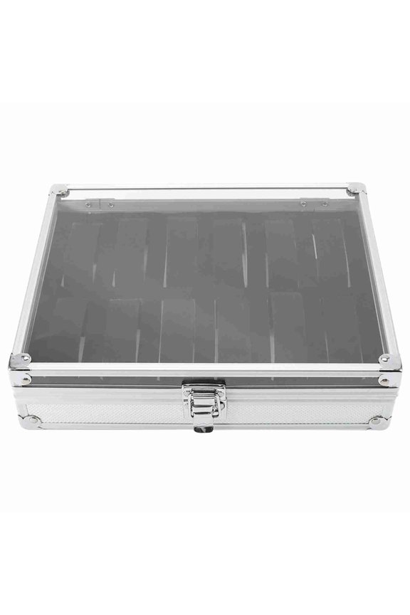12 Slots Aluminum Rectangle Watch Jewelry Display Storage Organizer Box with Clear Acrylic Viewing Window and Metal Clasp for Home Collection and Gift Giving[cite: 1]