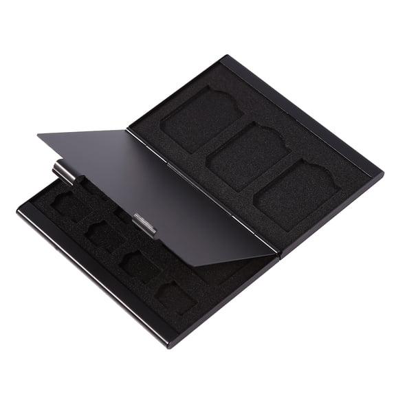 YAHHU 12 Slots Premium Aluminium Memory Card Case Portable Storage Holder Box For Micro SD And Standard SD Cards Ultimate Protection Organizer Accessory (Black)