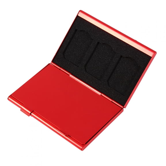 YAHHU 12 Slots Premium Aluminium Memory Card Case Portable Storage Holder Box For Micro SD And Standard SD Cards Ultimate Protection Organizer Accessory (Red)