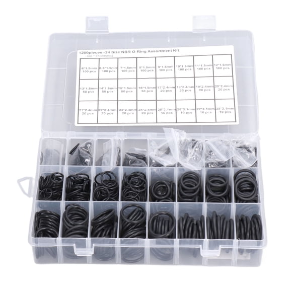 YAHHU 1200Pcs Nitrile Rubber O-Rings Assortment Kit, Black Multiple Size Plumbing Sealing Gasket Set for Automotive and Home Repair