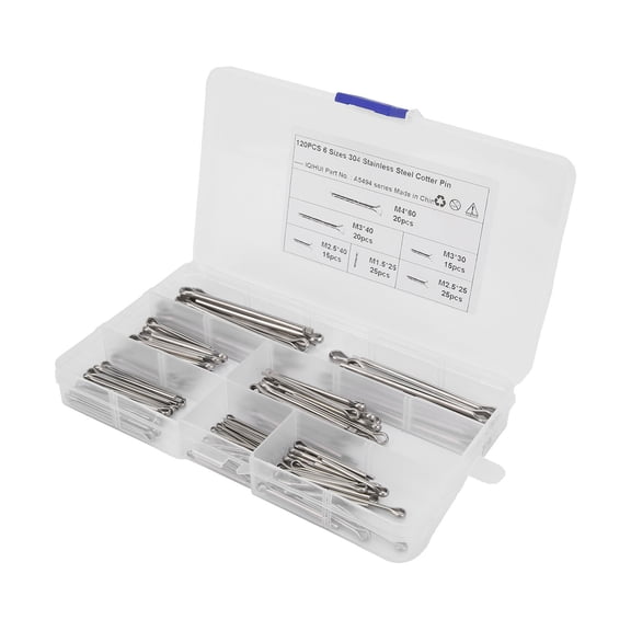 YAHHU 120pcs Cotter Pin Assortment Stainless Steel Clips 6 Specifications Universal Car Hardware