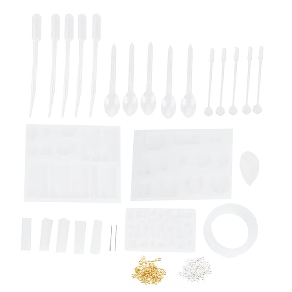 YAHHU 127pcs Silicone Resin Casting Molds Kit For DIY Jewelry Making Bracelet Earring Necklace Pendant Mold Craft Tool Set With Drill Stirrers Droppers Pins (7.09 inches / 18.00 cm Length)