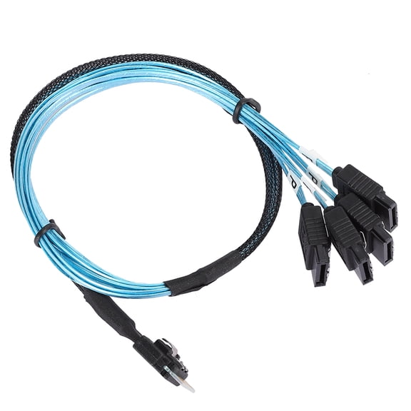 YAHHU 12Gbps MINI SAS 38p SFF-8654 to 4xSata Server Data Transmission Cable, High Speed Cable, 0.5m / 1.6ft