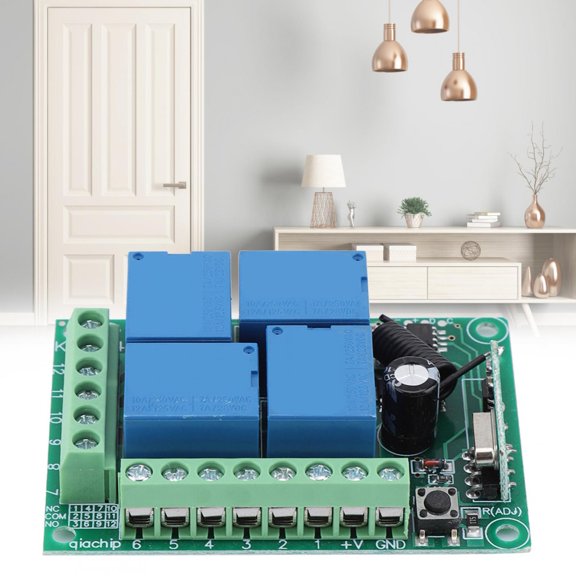 YAHHU 12V 433Mhz 4CH Channel Relay RF Wireless Garage Doors Remote Control Switch Receiver Module Compatible with 1527 2262 Chips