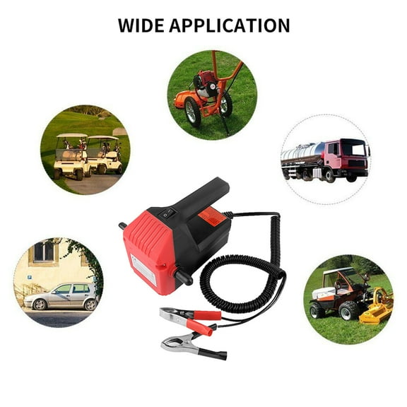 YAHHU 12V 60W Electric Oil Pump, Diesel Fuel Transfer and Oil Extractor Pump Kit for Cars, Motorcycles, RVs, Boats, and Riding Mowers, Includes Hoses and Battery Clamps, Red (1.2m / 3.94 ft Hose)
