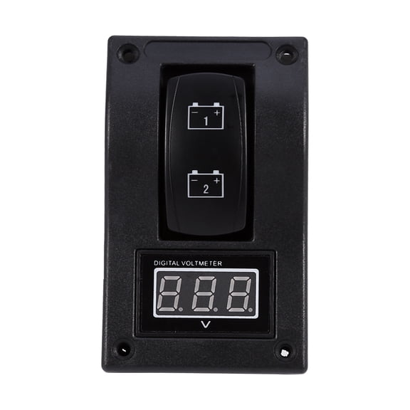YAHHU 12V DC Marine Boat Voltmeter LED Dual Battery Test Panel Rocker Switch 3.93 in / 10 cm Height On OFF on for Car RV Truck Green Indicators Included Screws Gasket