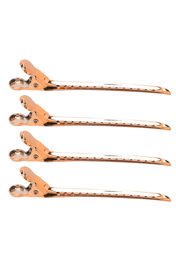 12pcs Duck Billed Hair Clips Large Opening Angle Tighter Clamping Force Hairstyle Tool, 3.7 in / 9.5 cm, Rose Gold