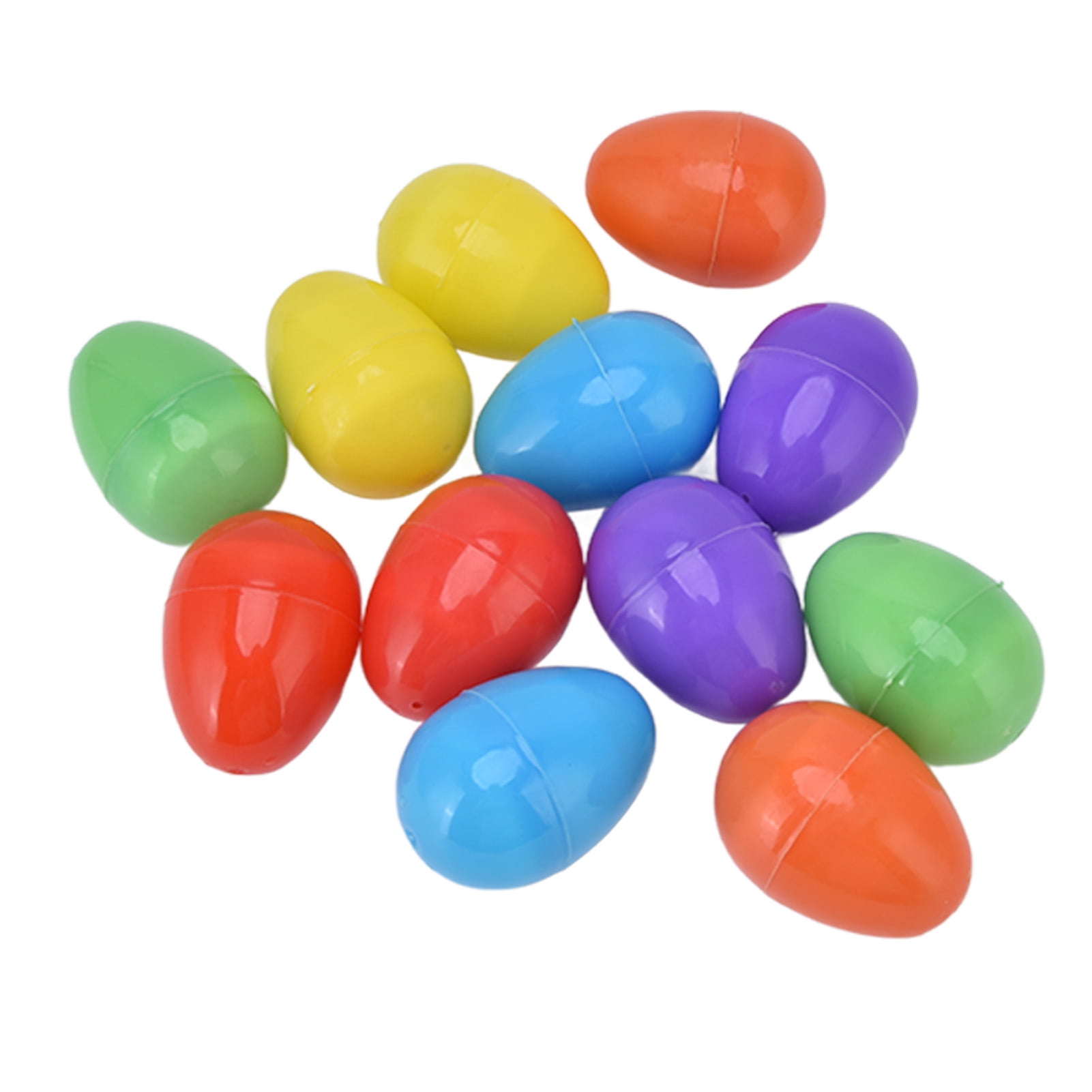 YAHHU 12pcs Light Up Easter Eggs Glowing Decorative DIY Plastic Warm LED Built-in Battery for Holiday Party Decor (2.4 inches / 6 cm)