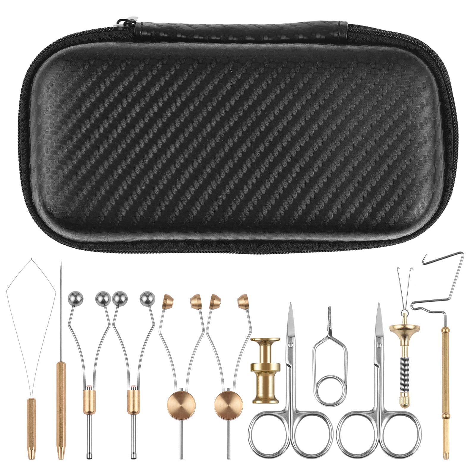 YAHHU 12pcs Premium Fishing Fly Tying Tool Kit Complete Assortment for Freshwater Saltwater Lure Making (6.69 inches / 17 cm)