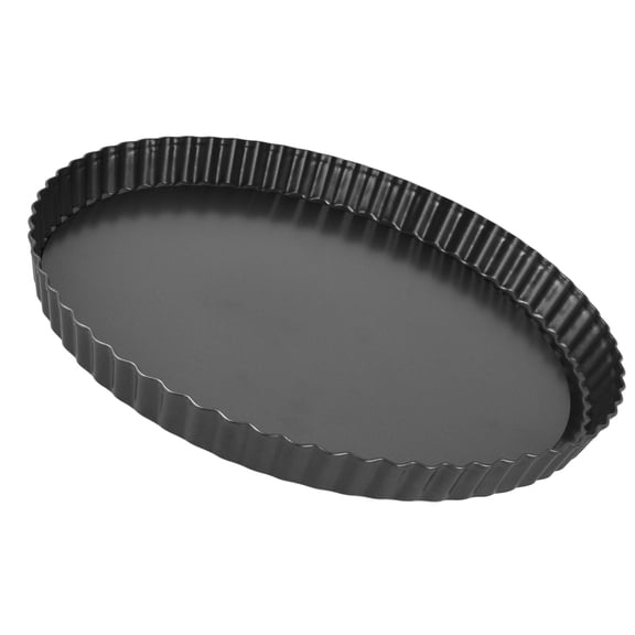 YAHHU 13 Inches / 33.0 cm Heavy Duty Tart Pan with Removable Bottom Non-Stick Quiche Pan Deep Baking Dish Round Pie Plate Mold Carbon Steel Bakeware