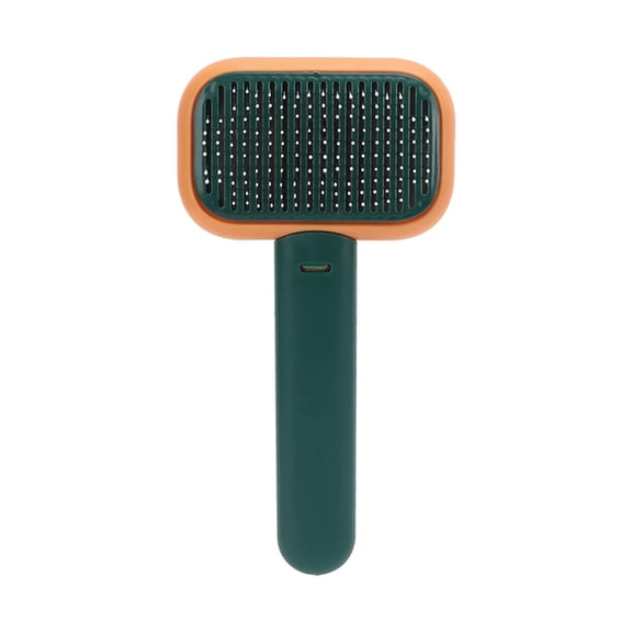 YAHHU 135 SelfCleaning Slicker Brush OneClick Detangle, Soft Needle, DualColor (Orange/Green) for Dogs & Cats