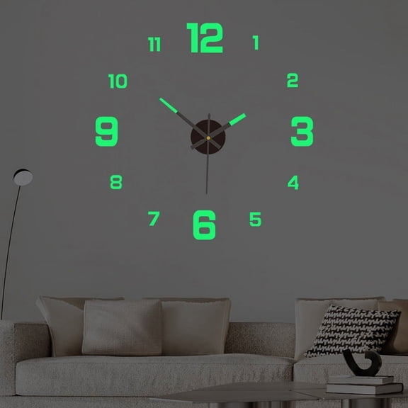 YAHHU 15.7" Creative Luminous DIY Wall Clock Decorative Silent Acrylic Digital Mirror Wall Sticker Hanging Clock Silver (40 cm)