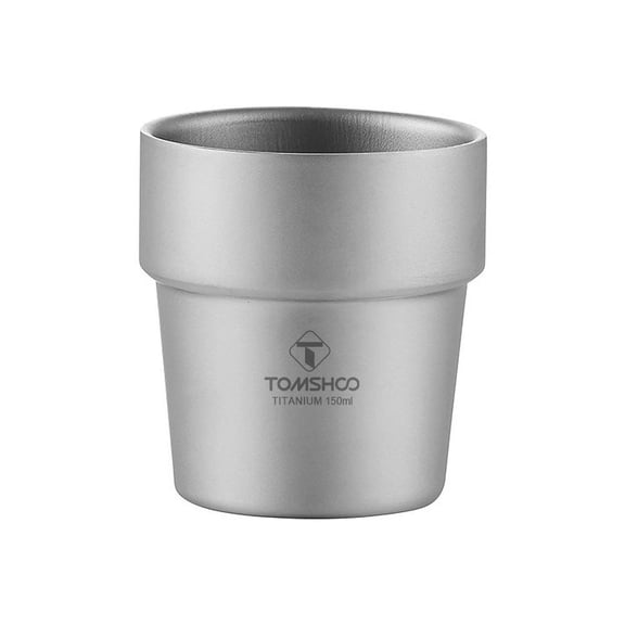 YAHHU 150ml Titanium Camping Cup 99.6% Pure Ti, DoubleLayer Insulation, AcidResistant, Lightweight Outdoor Mug