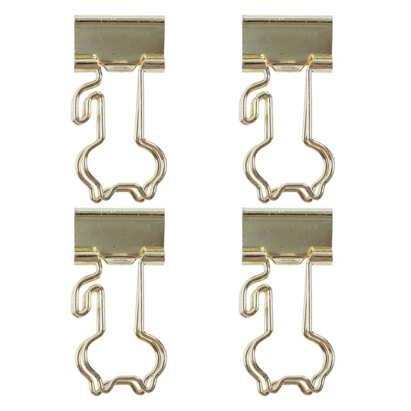 YAHHU 15Pcs Gold Cat Shaped Binder Clips Paper Clamps in Metal Box Long Tail Office File Storage Dovetail Clip Desk Organization Essential, 3.15 inches / 8 cm