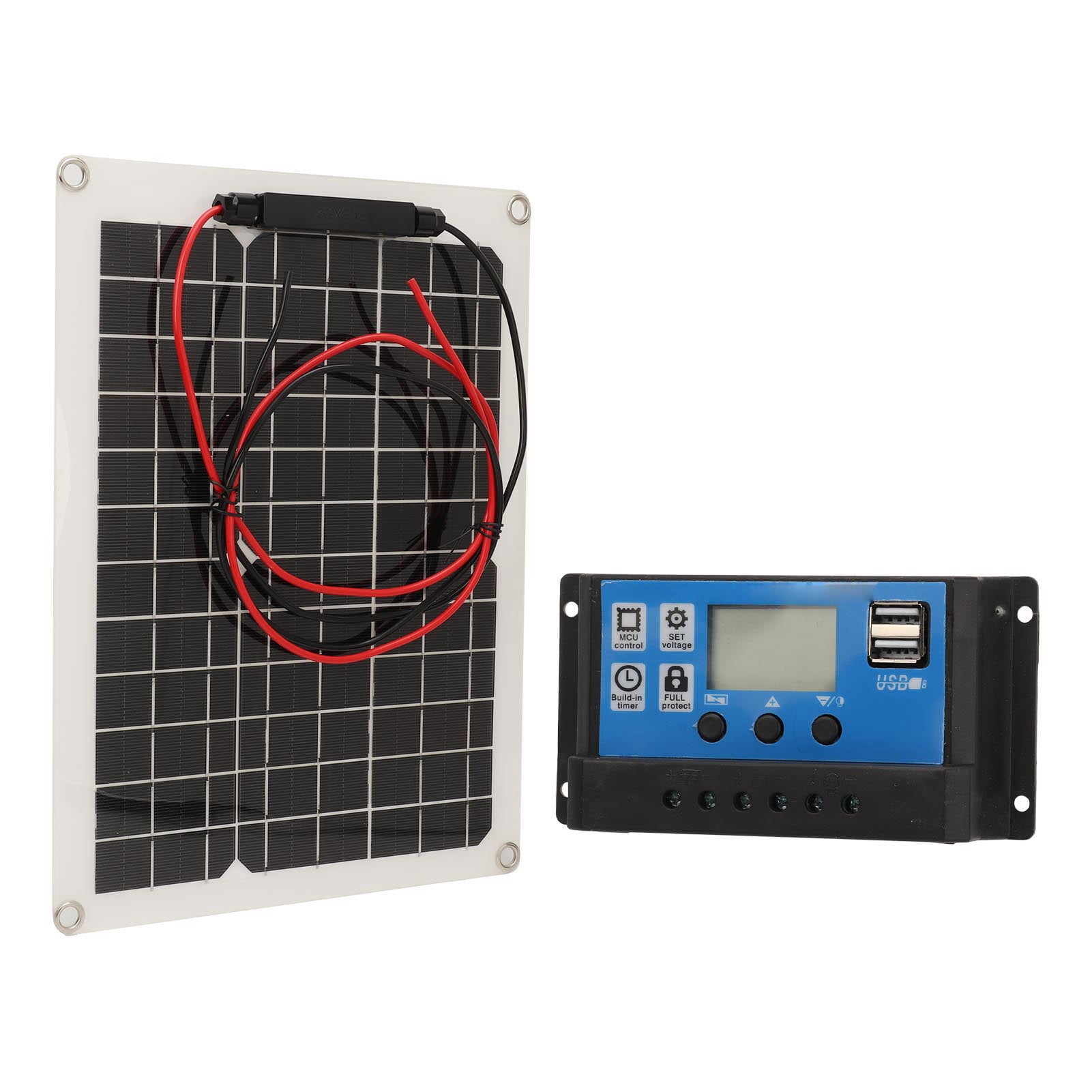 YAHHU 15W Solar Panel Kit with 50A Controller IP67 Waterproof Solar Charger for 12V 24V Battery Boat RV (11.0x15.0 in / 28x38 cm)